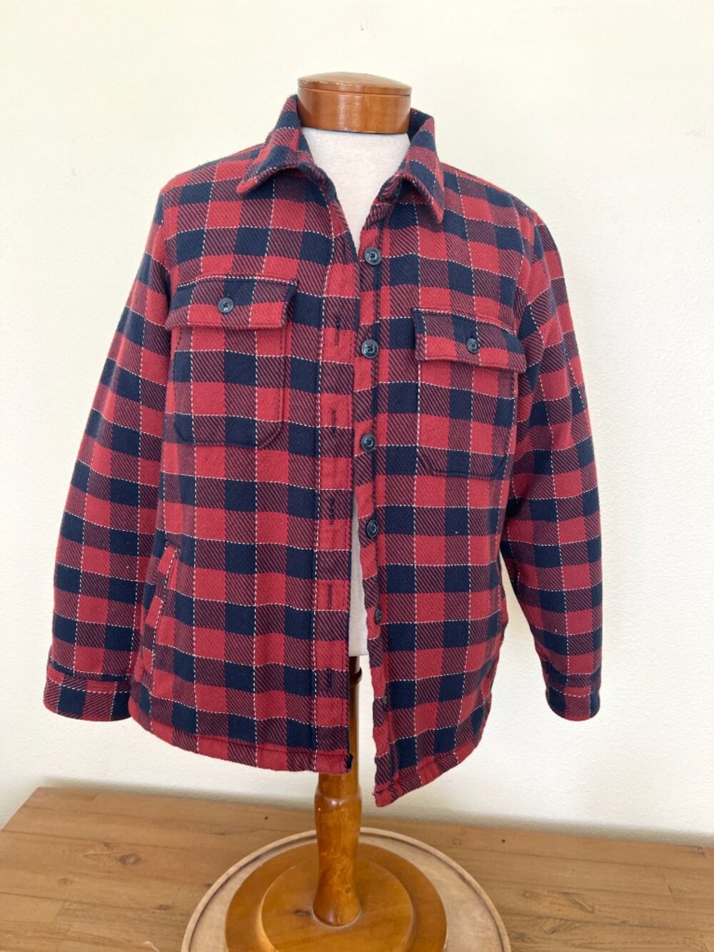L.L.Bean Signature Checkered / Plaid Flannel - Sherpa Fleece Lined - Size Large